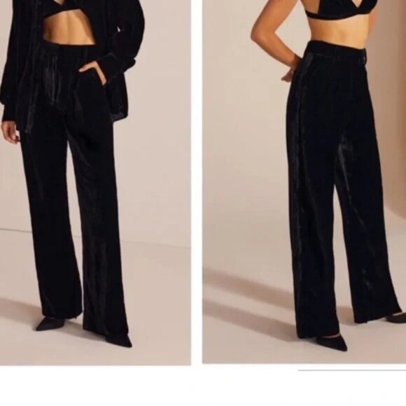 Favorite Daughter the Velvet Favorite Pants Trousers Black Size 8 Wide Leg - Picture 1 of 13